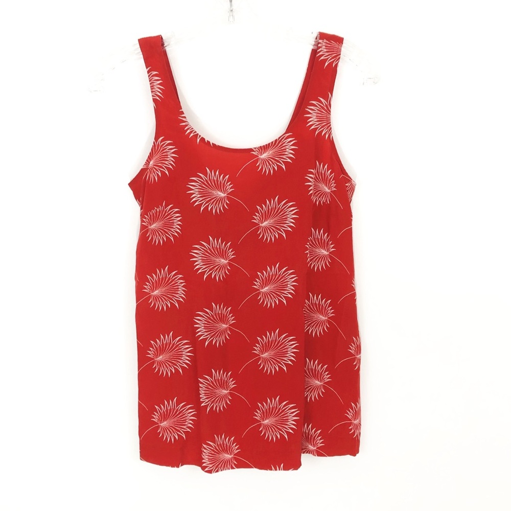 Madewell Lookout Bow Back Red Floral Silk Tank Top Size XS